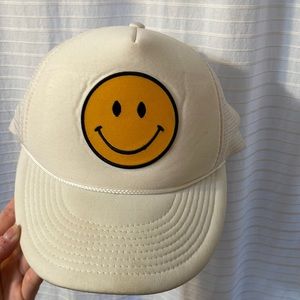 White Smiley Face Trucker Hat
